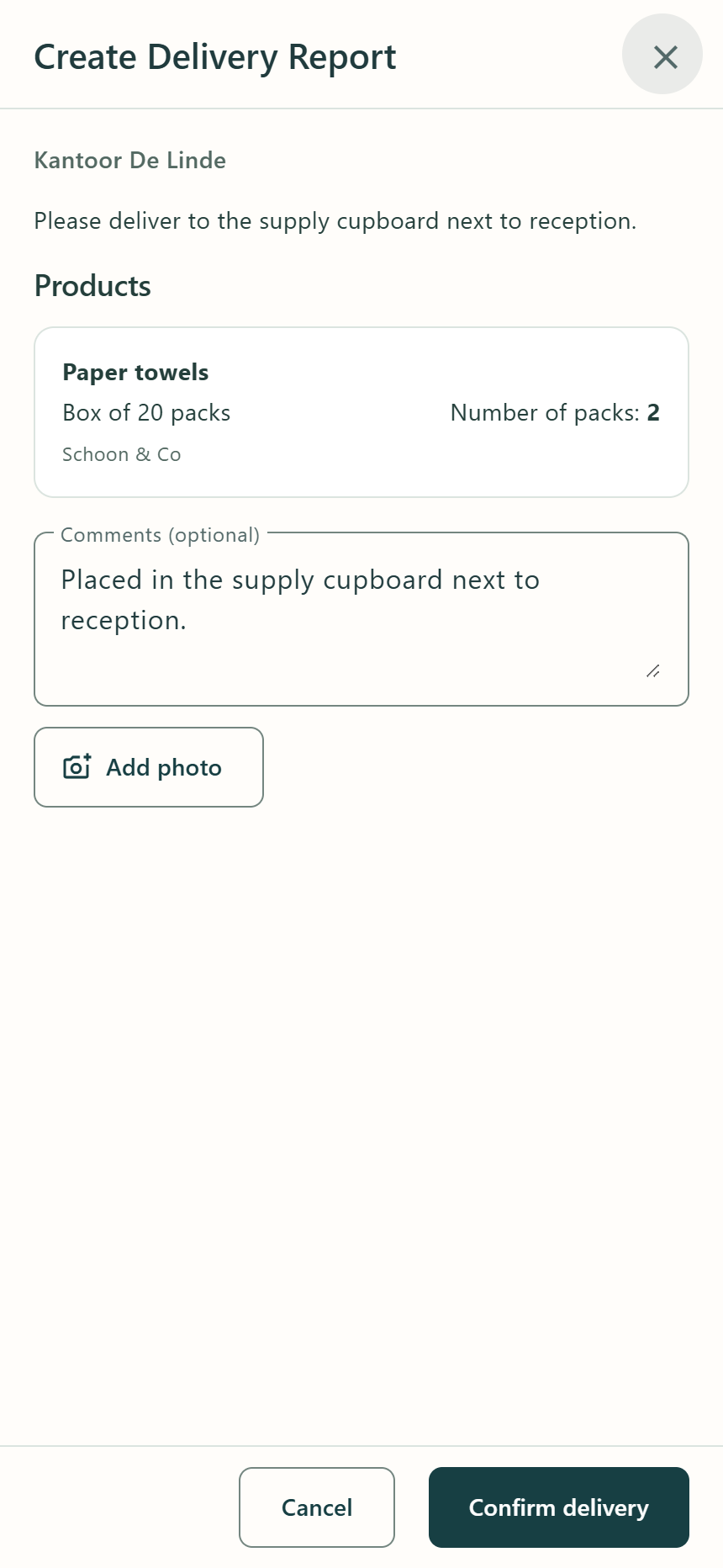 Review and confirm a delivery