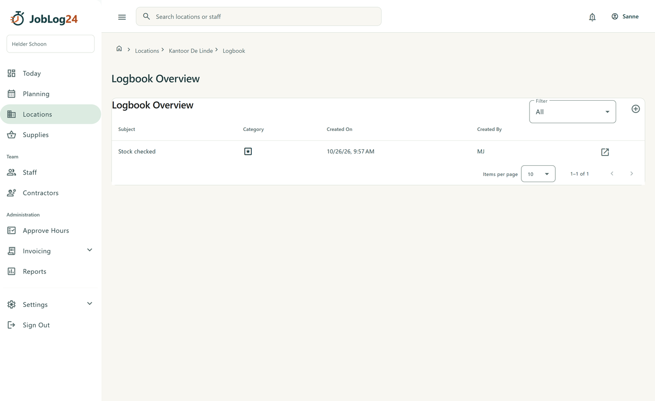 Location logbook