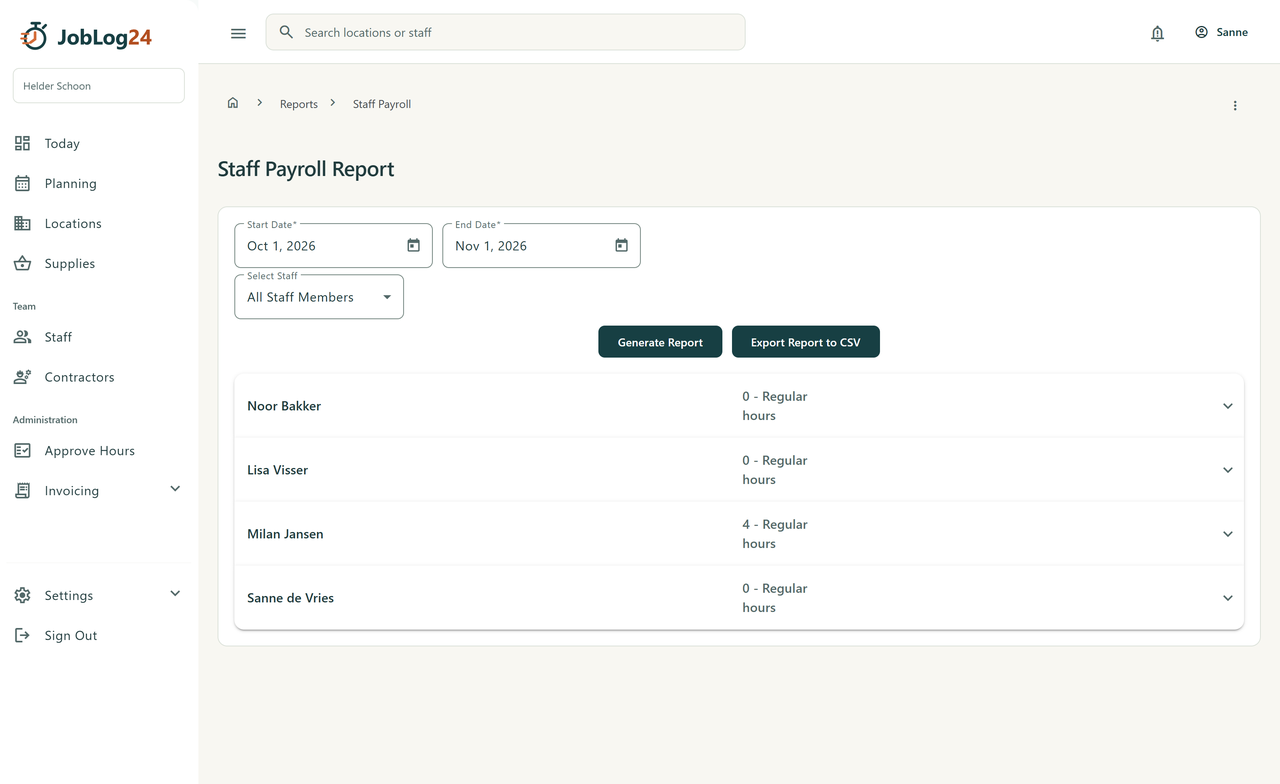 Payroll hours