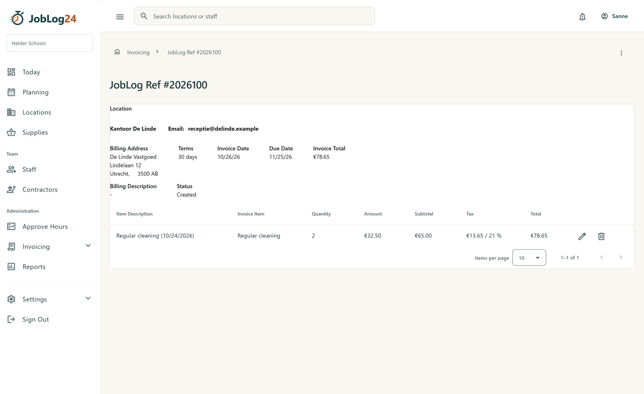 Draft invoice and line items